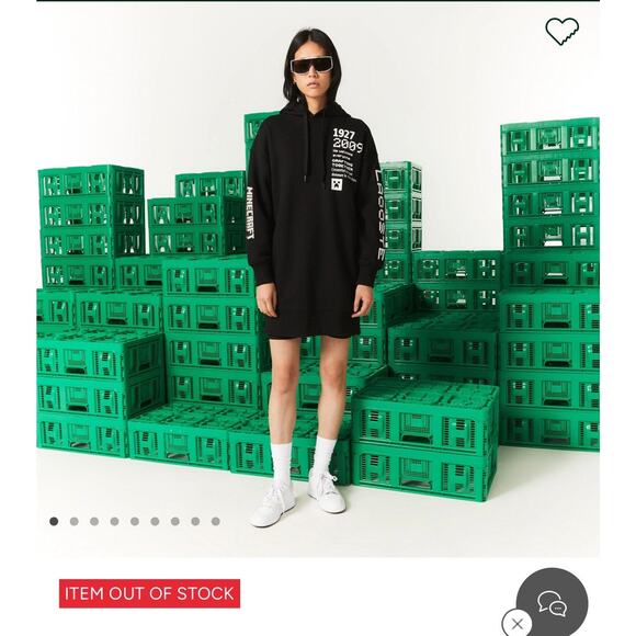 WOMEN'S LACOSTE LIVE X MINECRAFT ORGANIC FLEECE HOODIE DRESS - Picture 5 of 5